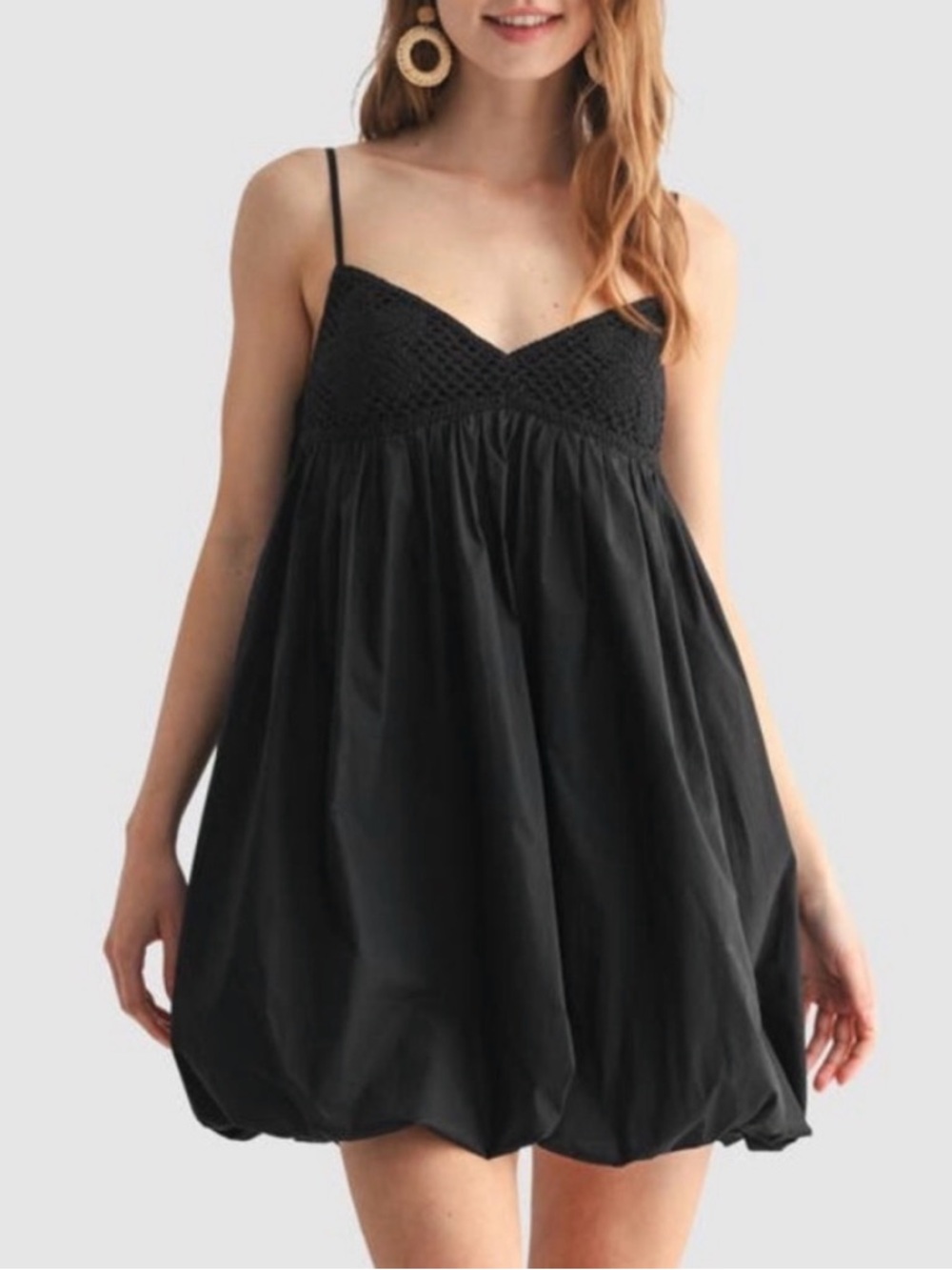 All in Favor Black Mini Babydoll Dress